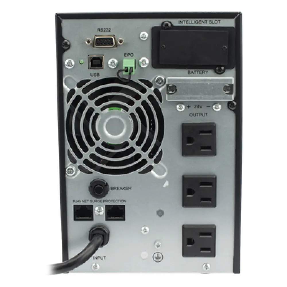 UPS Online Doble Conversión / 1000 VA / 900 W / Rack-Torre 2U / Onda Senoidal Pura / 3 Salidas NEMA 5-15R / AVR Boost y Buck