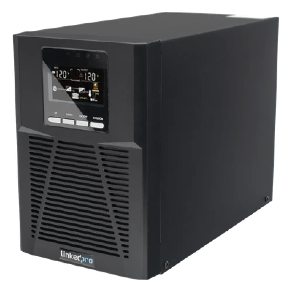 UPS Online Doble Conversión / 1000 VA / 900 W / Rack-Torre 2U / Onda Senoidal Pura / 3 Salidas NEMA 5-15R / AVR Boost y Buck