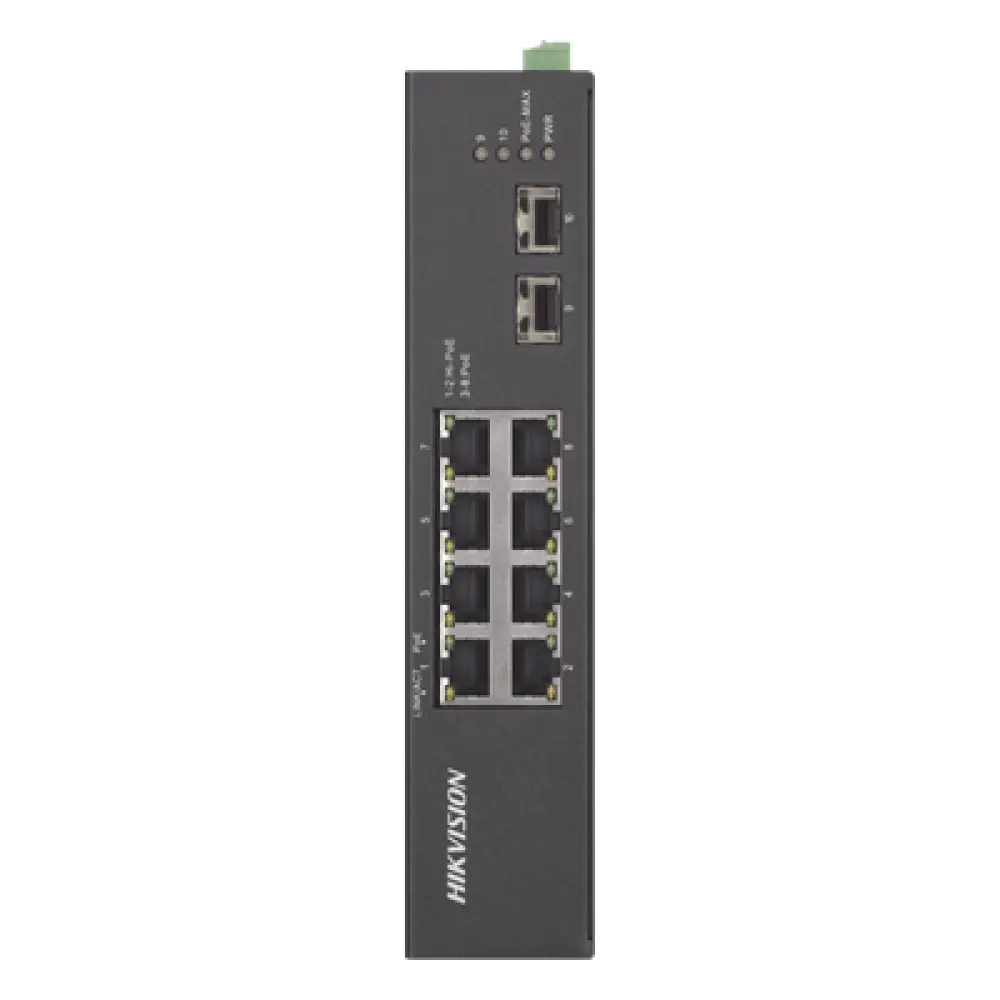 Switch Industrial No Administrable / 8 Puertos Gigabit PoE+ / 2 Puertos SFP / 120 W / 48-57 VCD / 984 Pies de Alcance