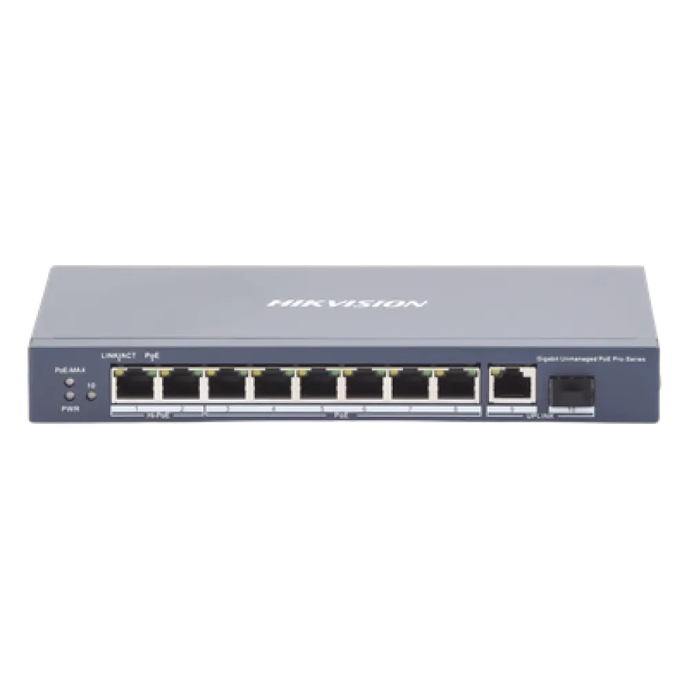 Switch PoE+ / 7 Puertos Gigabit 802.3af/at 30W / 2 Puertos Hi-PoE 90W / 1 Puerto Uplink Gigabit / 1 Puerto SFP / Modo Extendido 300 m (984 pies) / 110 W Total