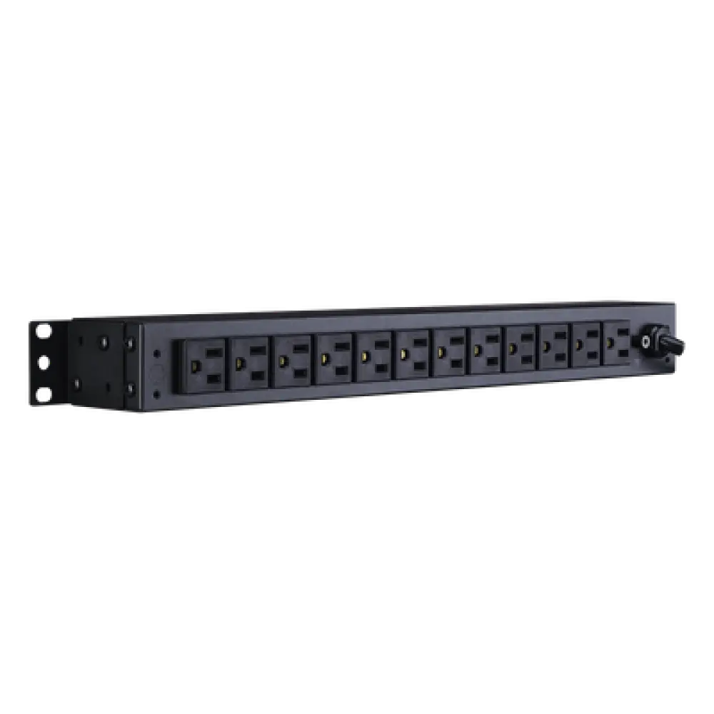 PDU Básico Rack / 12 Tomas NEMA 5-15R Traseras / 15 Amp / 120 Vca / 1UR / Cable 4.5 m (14.8 ft)