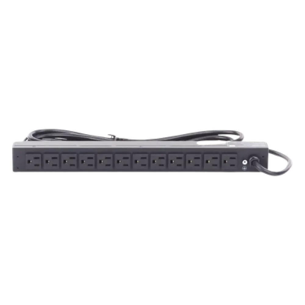 PDU Básico Rack / 12 Tomas NEMA 5-15R Traseras / 15 Amp / 120 Vca / 1UR / Cable 4.5 m (14.8 ft)