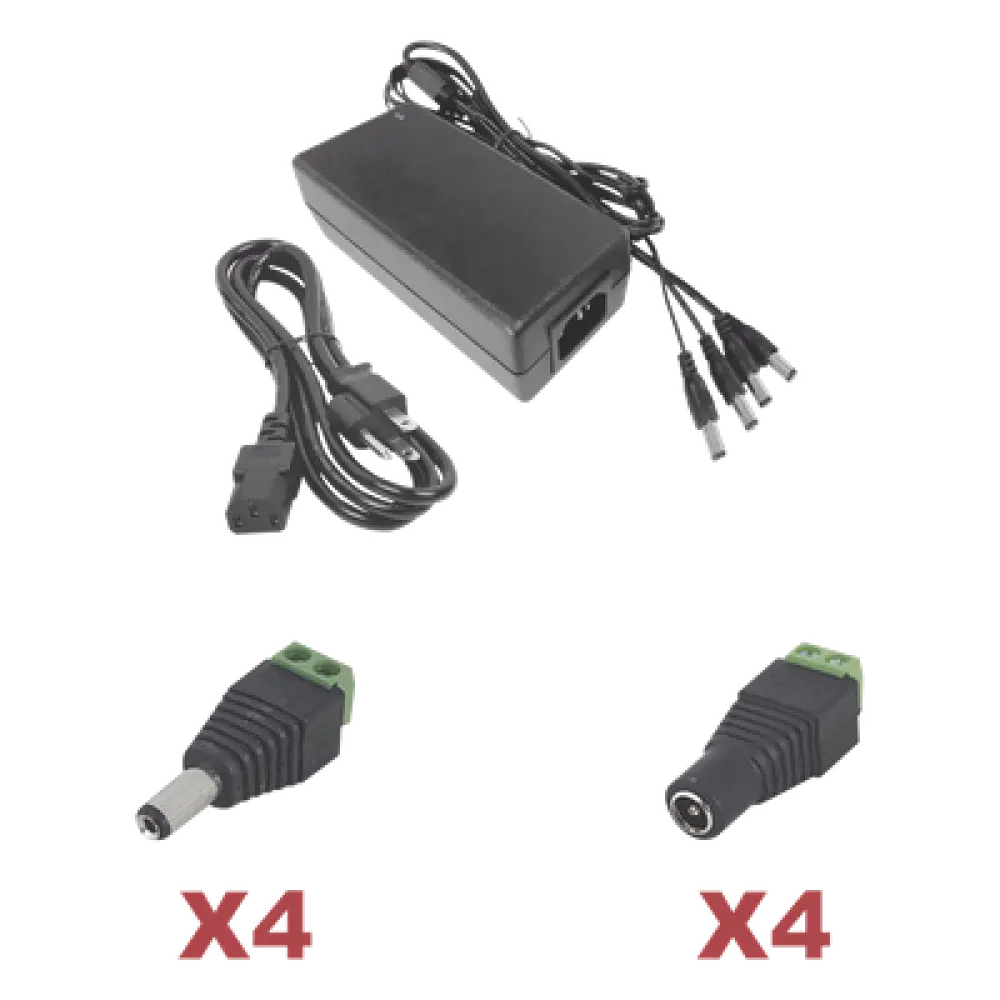 Kit de Fuente de Poder / 12 VCC / 5 A / 4 Canales / 110-220 VCA / 0.38 x 0.20 x 0.11 pies