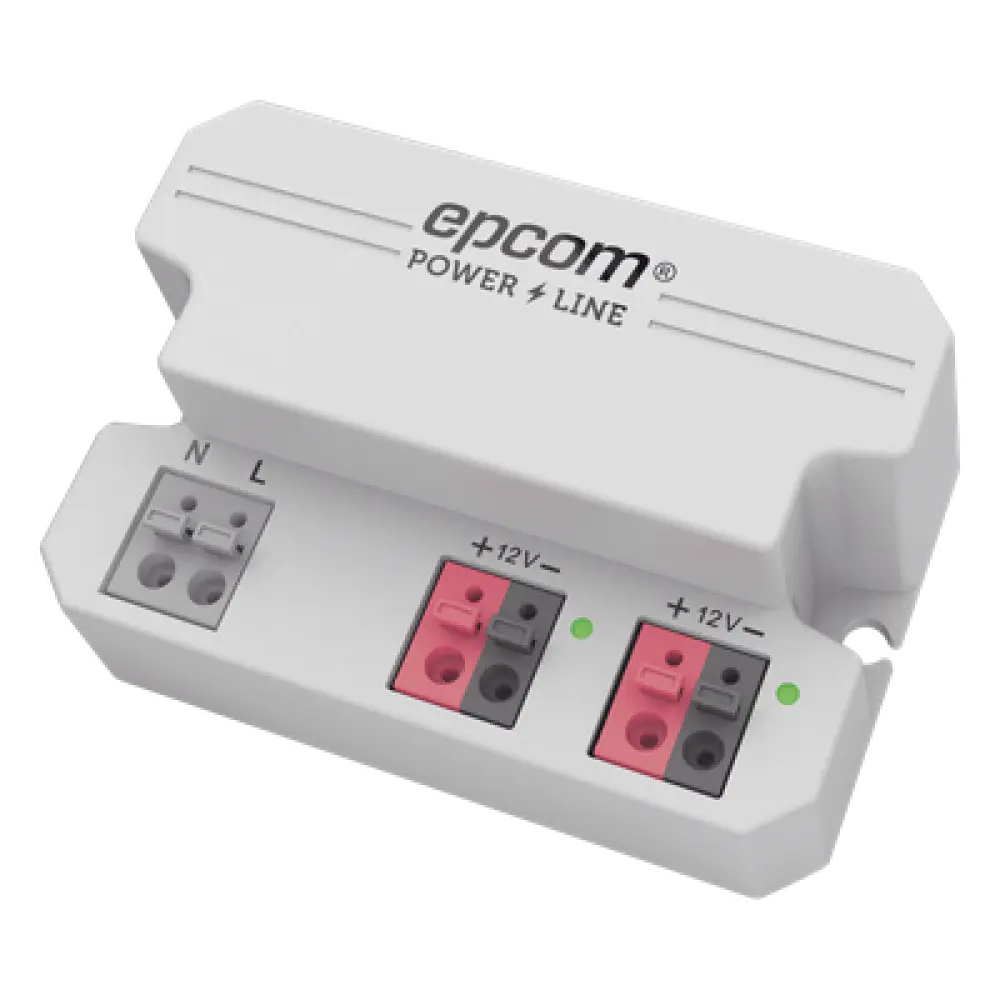 Fuente de Alimentación / 12 Vcc / 2 A / Entrada Universal 110-240 Vca / Doble Salida con Terminales de 2 Pines / Operación -20°C a 45°C