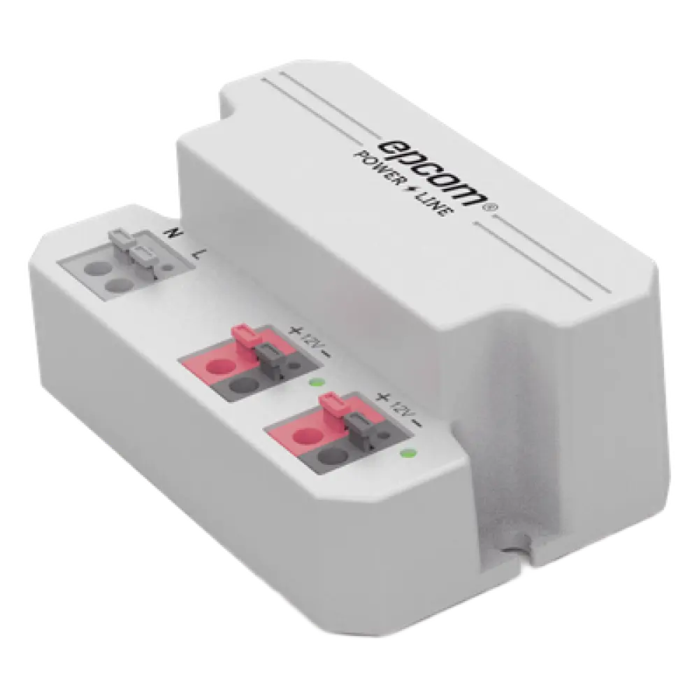 Fuente de Alimentación / 12 Vcc / 2 A / Entrada Universal 110-240 Vca / Doble Salida con Terminales de 2 Pines / Operación -20°C a 45°C