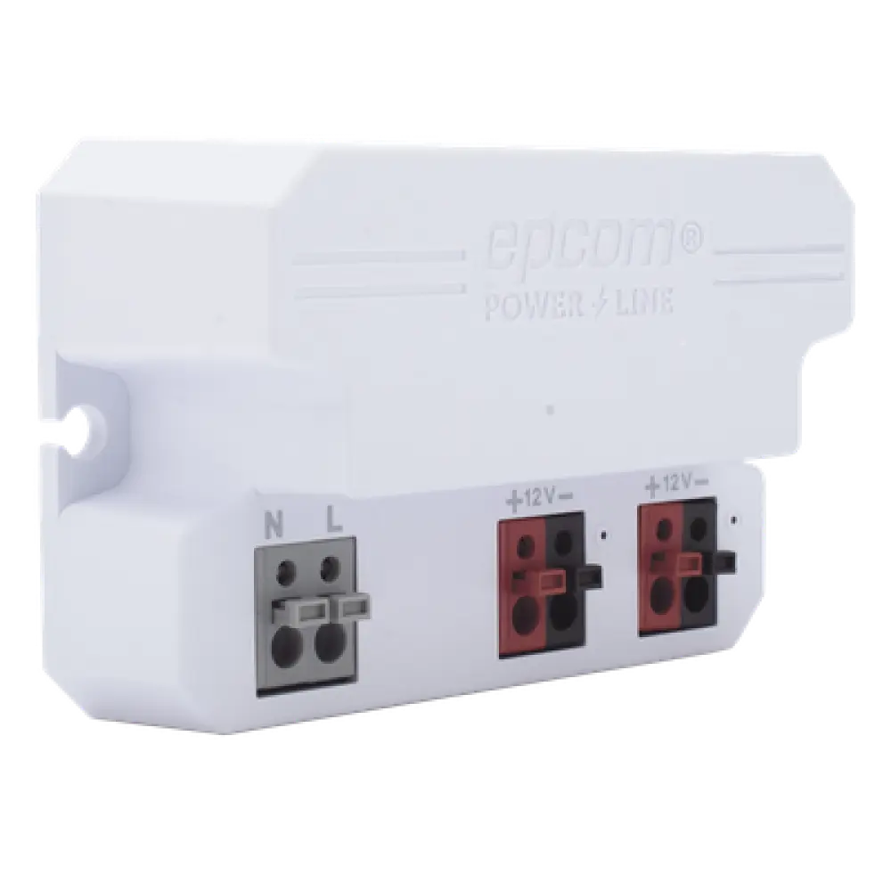 Fuente de Alimentación / 12 Vcc / 2 A / Entrada Universal 110-240 Vca / Doble Salida con Terminales de 2 Pines / Operación -20°C a 45°C