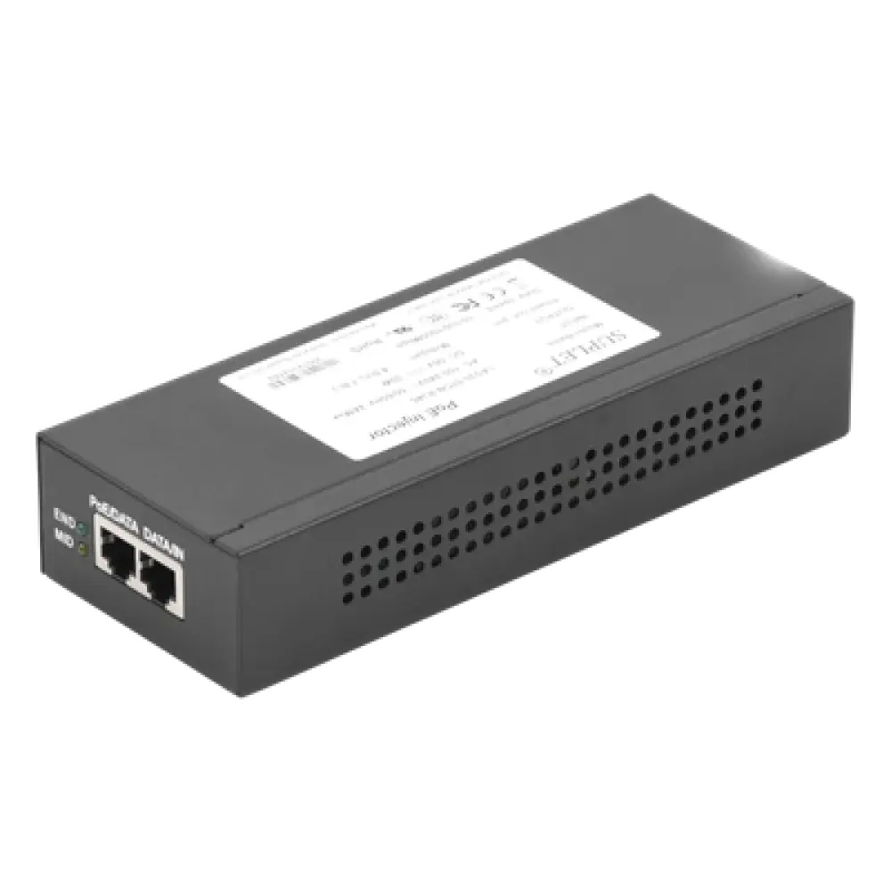 Inyector PoE / 56 Vcc / 30 Watts / Para Domos PTZ / 802.3af/at / 110-240 Vca / Endspan y Midspan