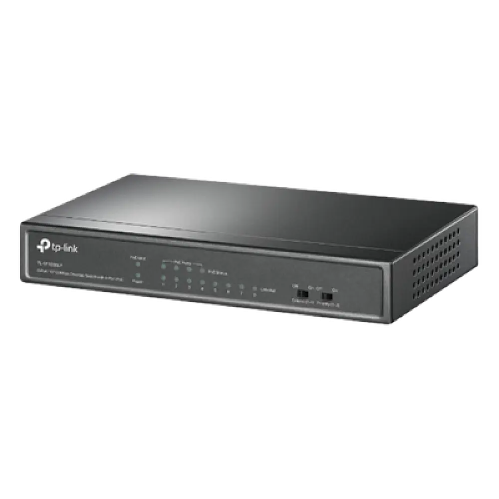 Switch PoE No Administrable / 8 puertos 10/100 Mbps / 4 puertos PoE 802.3af / Presupuesto 41 W / Extensión PoE hasta 250 m / 0.56 x 0.32 x 0.09 pies