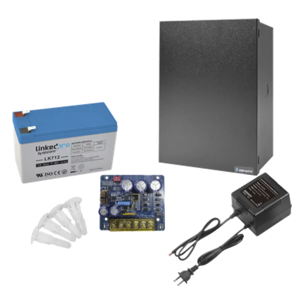 Kit de Fuente de Poder con Respaldos / 12 VCC a 4 A / Batería 12 V 7 Ah / Transformador 16-24 VCA / Protección Sobretensión y Cortocircuito