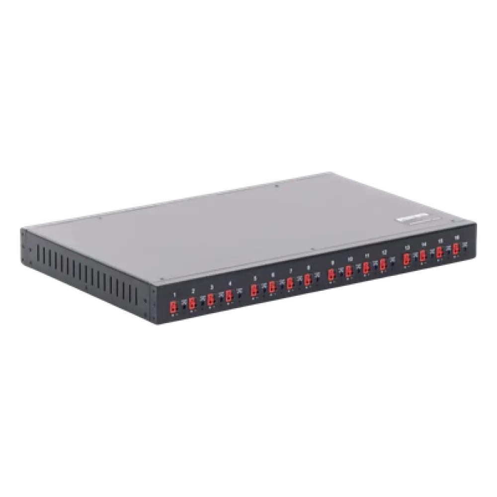 Fuente de Alimentación Rack 19" / 16 Puertos / 12 VDC / 600W / 20A Total / 2.5A por Puerto / Voltaje Regulable con Display