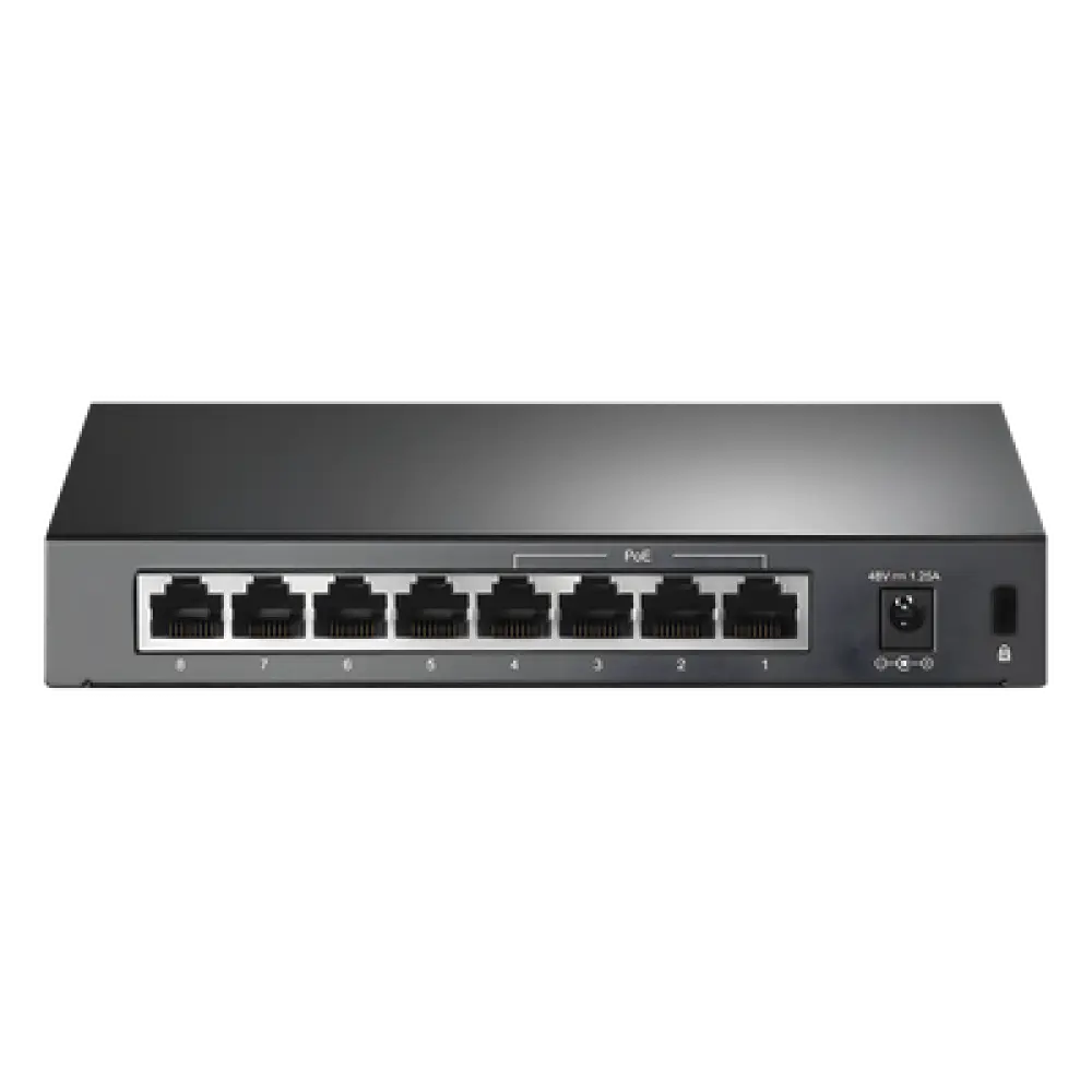 Switch PoE+ No Administrable / 8 Puertos 10/100 Mbps / 4 Puertos PoE 802.3af/at / 66W / Alcance Extendido 250 m (820 pies) / Sin Ventilador