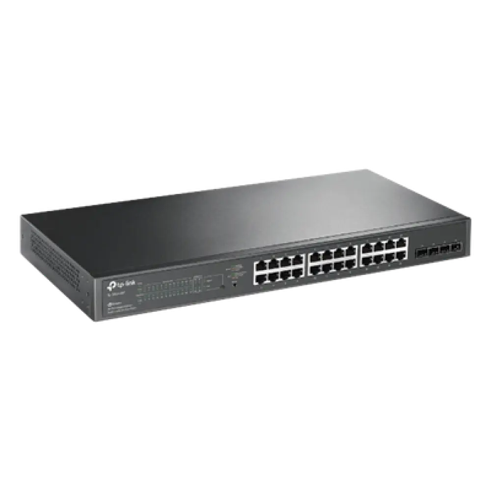 Switch PoE+ Administrable / 24 Puertos Gigabit / 4 Ranuras SFP / 250W PoE Total / SDN Cloud / Enrutamiento Estático