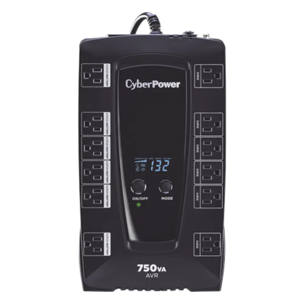 UPS Línea Interactiva / 750 VA / 450 W / 12 Tomas NEMA 5-15R / 6 con Respaldo de Batería / AVR Integrado / Pantalla LCD