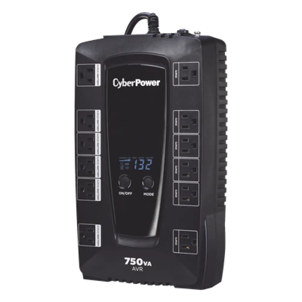 UPS Línea Interactiva / 750 VA / 450 W / 12 Tomas NEMA 5-15R / 6 con Respaldo de Batería / AVR Integrado / Pantalla LCD