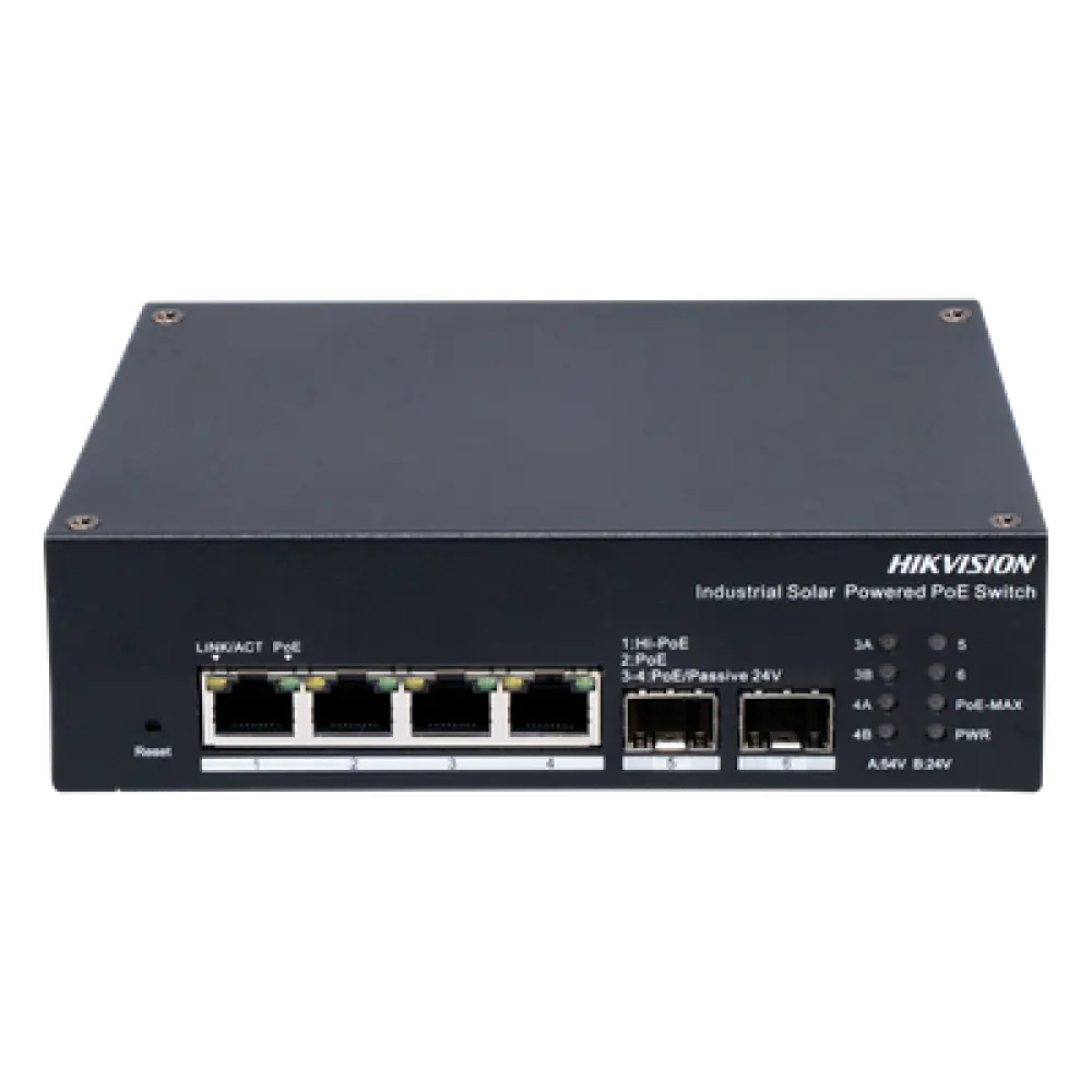 Switch Industrial Administrable / 4 Puertos PoE Gigabit / 1 PoE++ 90W + 3 PoE+ 30W / 2 SFP / 120W Total / 300 m (984 pies) / -40°C a 75°C