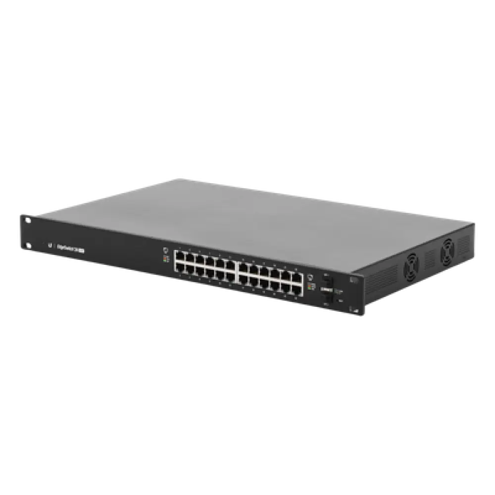 Switch administrable / 24 puertos Gigabit PoE+/PoE pasivo 24V / 2 puertos SFP / 250W / 52 Gbps / 38.69 Mpps