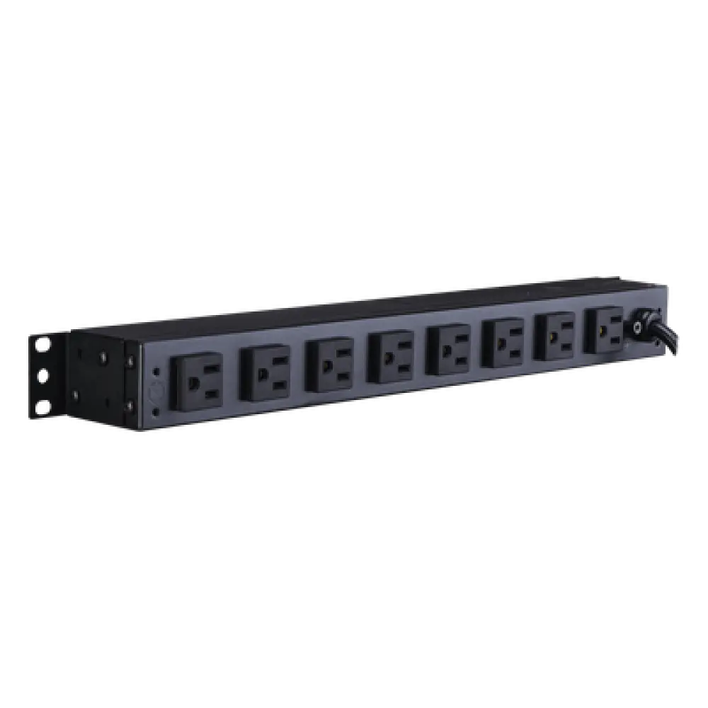 PDU Básico Rack / 8 Salidas NEMA 5-15R Traseras / 15 Amp / 120 Vca / 1UR / Cable 4.5 m (14.8 ft)