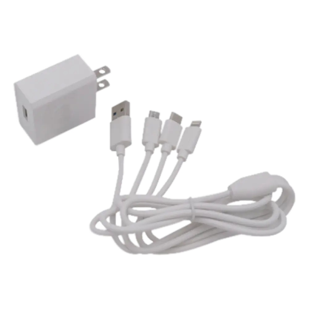 Cargador de Pared USB / 3 Puertos / Salida 5 Vcc 2 A / Cable Extensor 1.2 m (3.9 ft) / Entrada Universal 100-240 Vca / Multi-conector