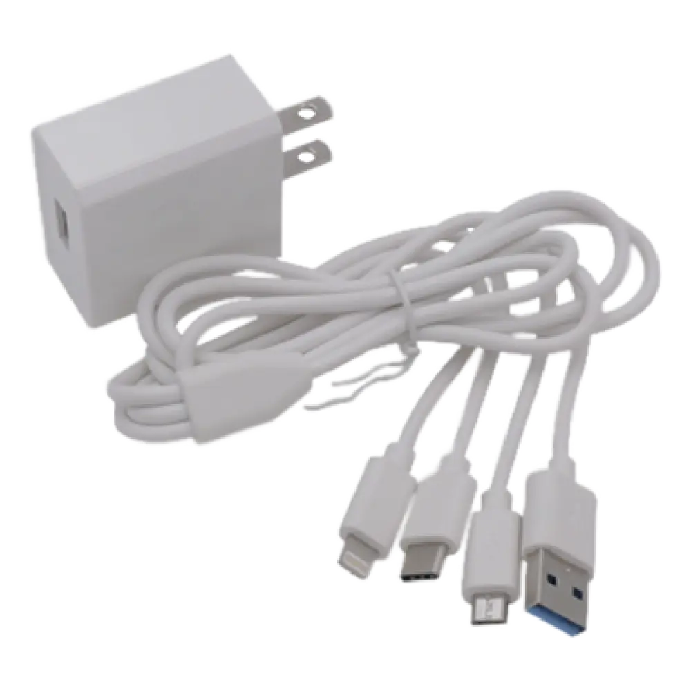 Cargador de Pared USB / 3 Puertos / Salida 5 Vcc 2 A / Cable Extensor 1.2 m (3.9 ft) / Entrada Universal 100-240 Vca / Multi-conector
