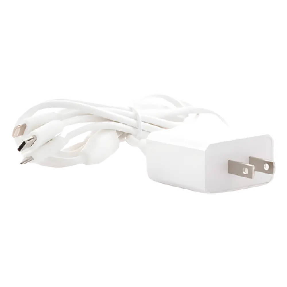 Cargador de Pared USB / 3 Puertos / Salida 5 Vcc 2 A / Cable Extensor 1.2 m (3.9 ft) / Entrada Universal 100-240 Vca / Multi-conector