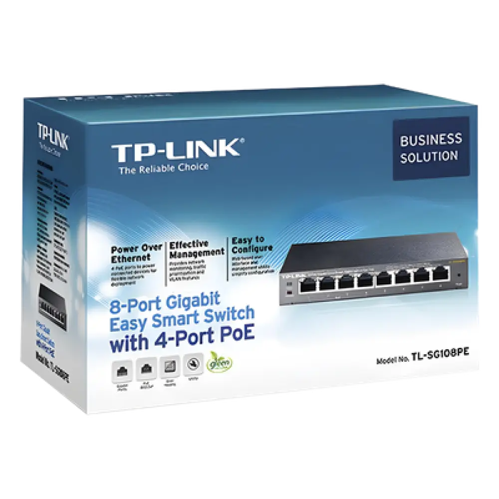 Switch PoE Easy Smart / 8 puertos Gigabit / 4 puertos PoE 802.3af / 55 W total / 11.9 Mpps