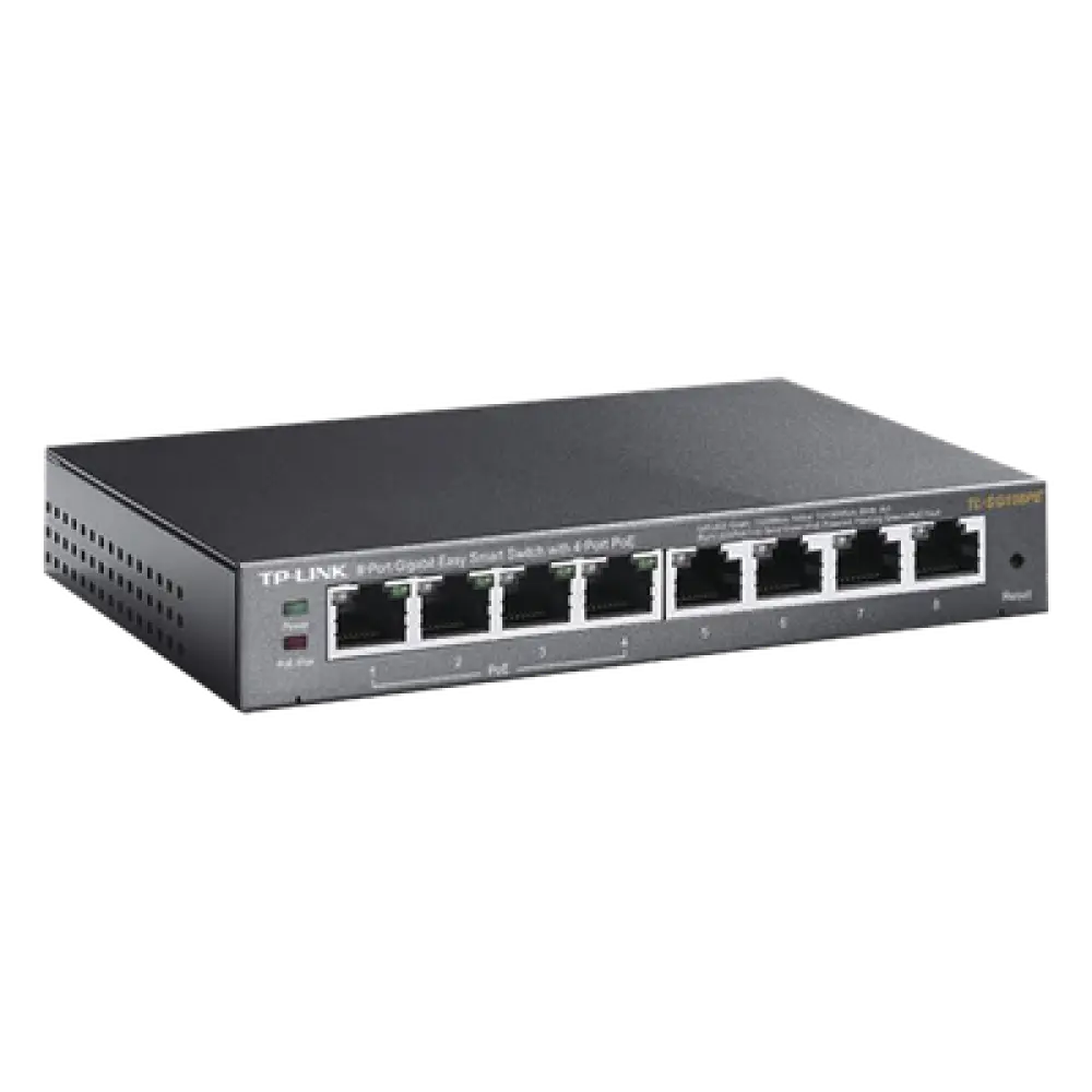 Switch PoE Easy Smart / 8 puertos Gigabit / 4 puertos PoE 802.3af / 55 W total / 11.9 Mpps