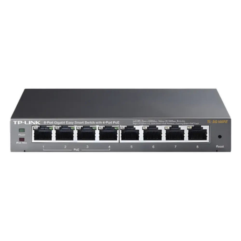 Switch PoE Easy Smart / 8 puertos Gigabit / 4 puertos PoE 802.3af / 55 W total / 11.9 Mpps