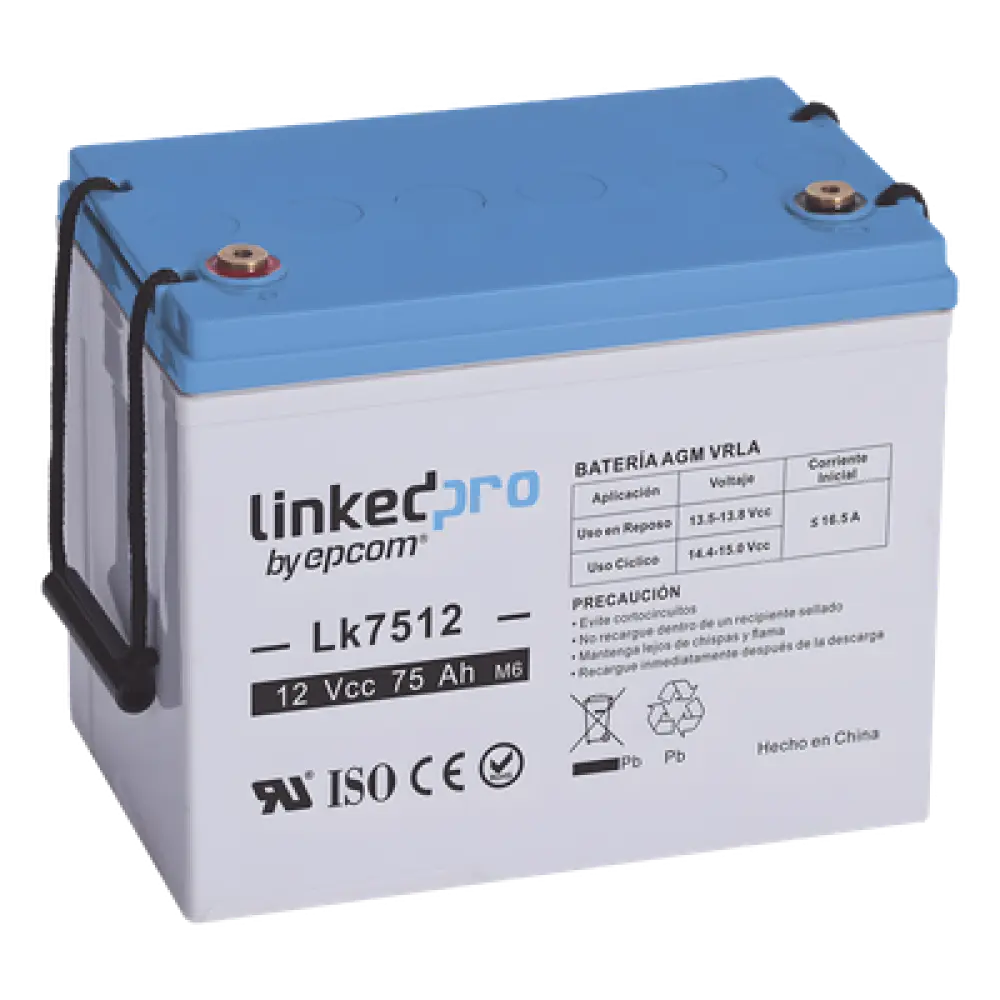 Batería de Respaldo AGM-VRLA / 12 V / 75 Ah / Terminales T3 / UL Certificada / Libre de Mantenimiento