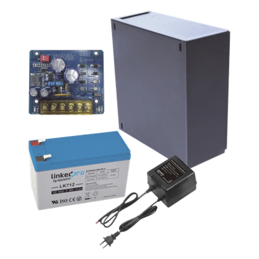 Kit Fuente de Poder con Batería de Respaldo / Salida 12 VCC 2.5 A / Batería AGM 4.5 Ah / Protección Sobretensión y Cortocircuito / Gabinete Interior
