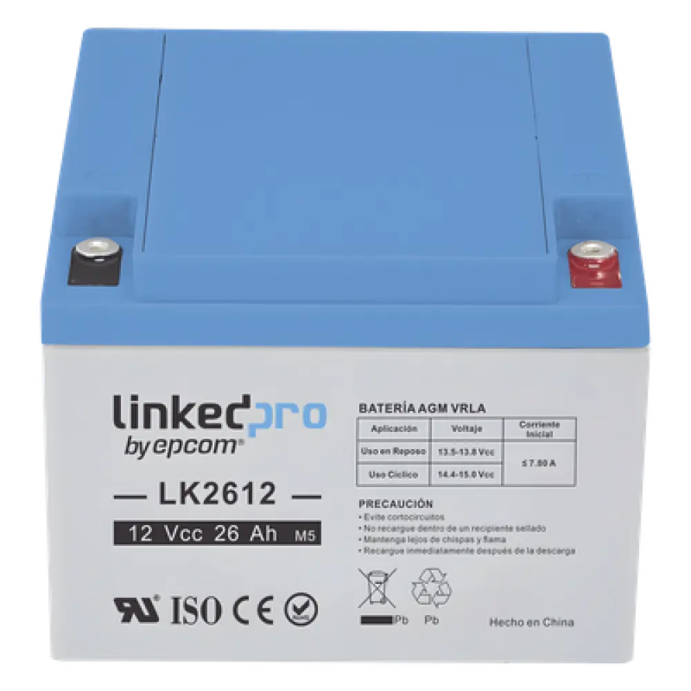 Batería de Respaldo AGM / 12 V / 26 Ah / Vida Útil 5 Años / Terminales M5 / Certificación UL