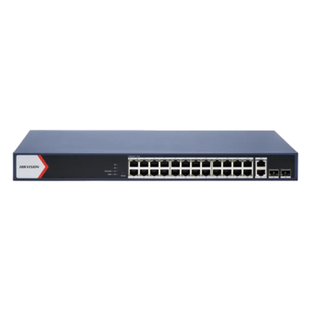 Switch PoE+ Administrable / 24 Puertos Gigabit / 2 Puertos Uplink Gigabit / 2 Puertos SFP / Alcance Extendido 300 m (984.3 ft) / 230 W