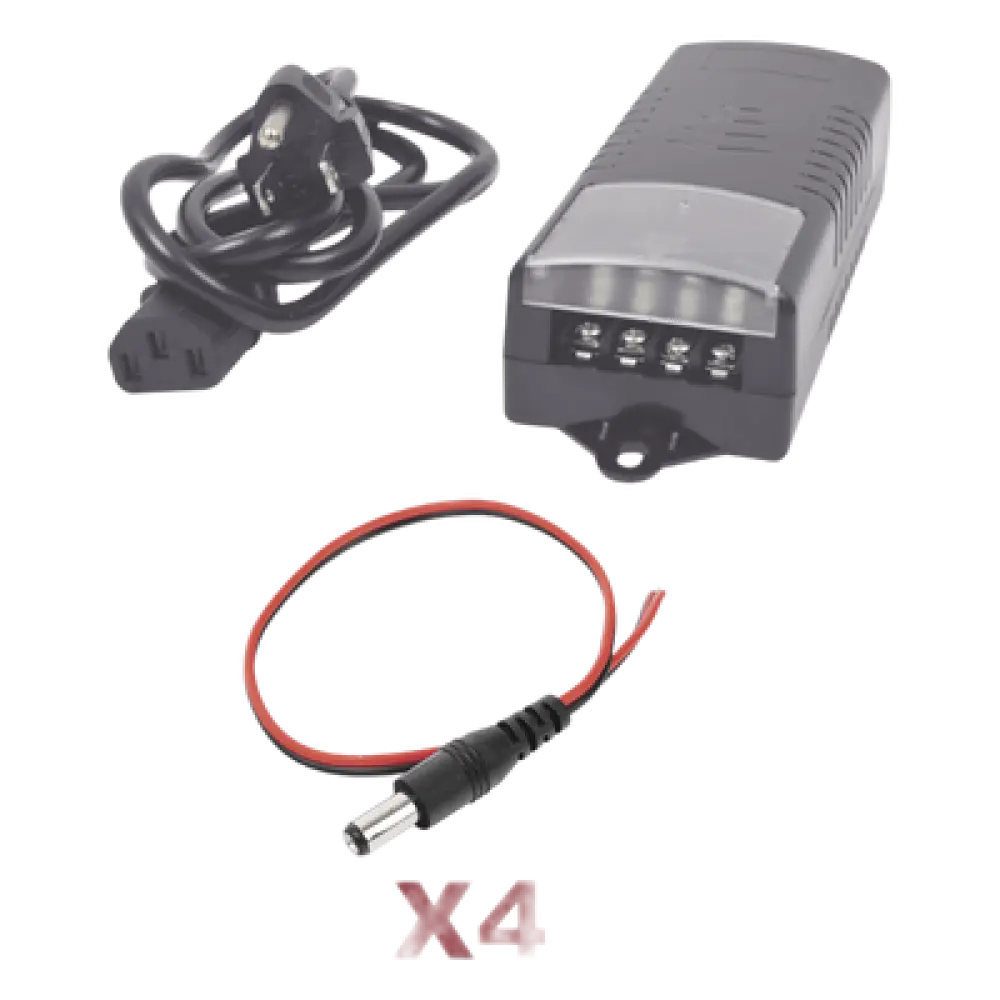 Kit de Fuente de Poder / 12 VCC / 5 A / 4 Salidas DC-Cord / 110-240 VCA / 0.43 x 0.16 x 0.10 pies