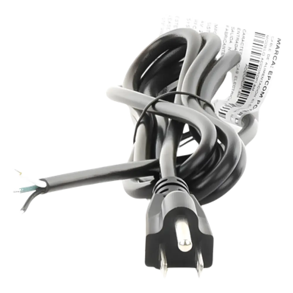 Cable de Alimentación Eléctrica / 120-240 Vca / 1.8 m (5.91 ft) / 18 AWG / Clavija Tipo B / Puntas Libres
