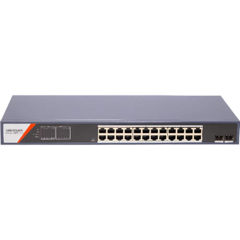 Switch PoE+ Administrable / 24 Puertos Gigabit / 2 Puertos SFP / PoE Extendido 250 m (820.2 ft) / 370 W / Tasa de Reenvío 36.688 Mpps