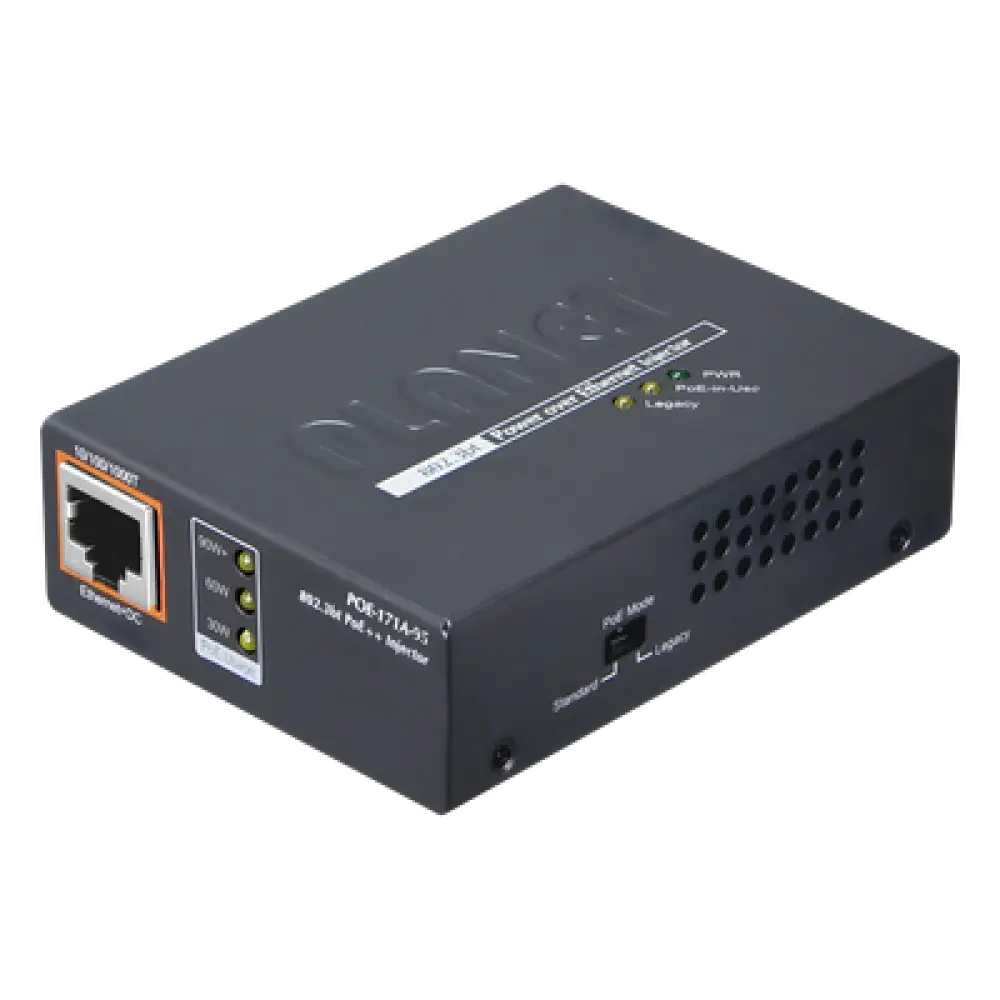 Inyector PoE / 802.3bt / 95W / Gigabit / 4 pares / Fuente externa