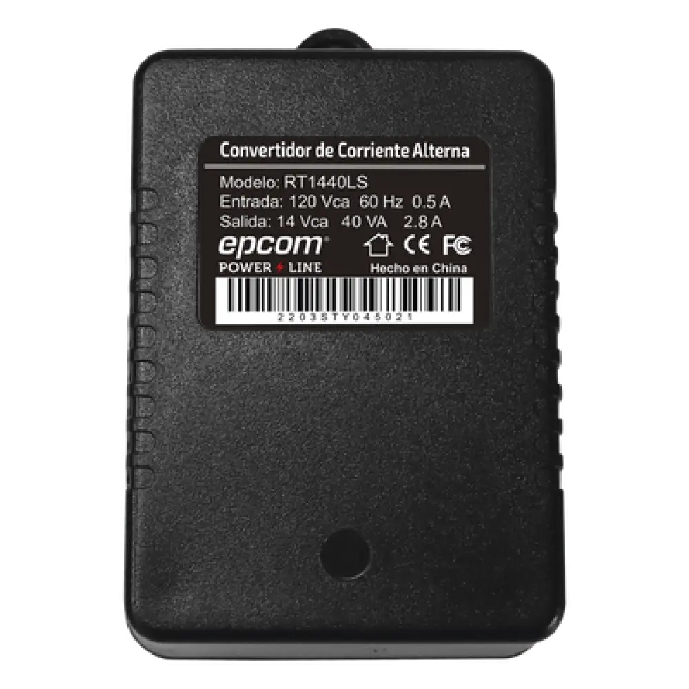 Transformador de alimentación / 14 VAC / 40 VA / 120 VCA entrada / 102.5 x 68 x 58 mm / -10°C a 45°C