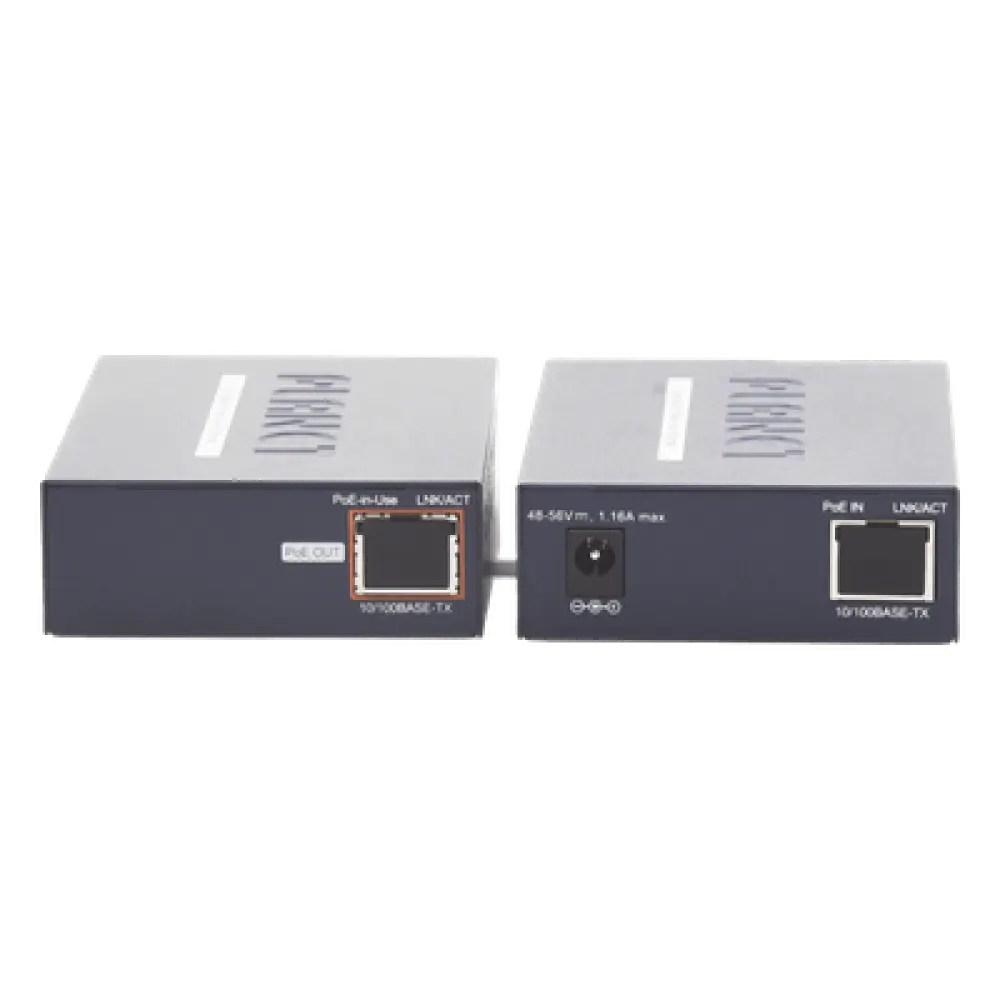 Kit Transmisor y Receptor PoE / Ethernet IP 1 km (3280 ft) / Cable Coaxial / 10/100 Base-TX / 802.3af/at
