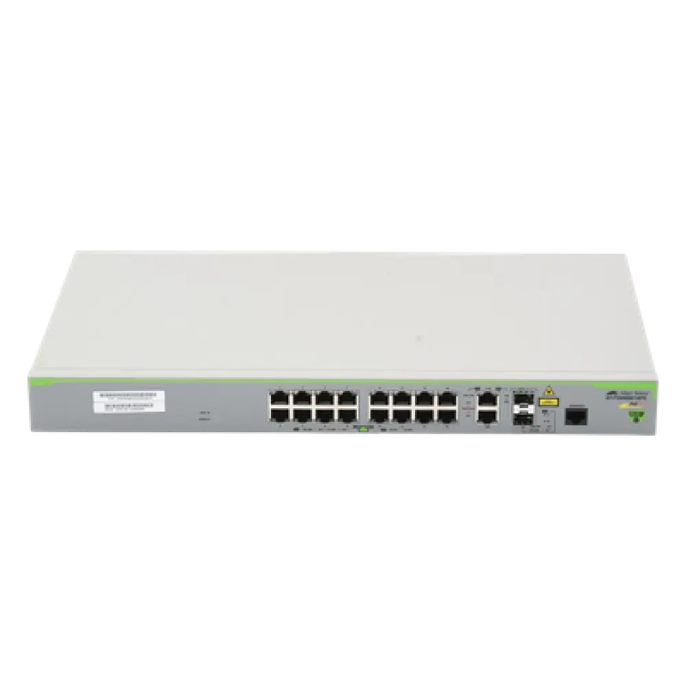 Switch PoE+ Administrable Capa 3 / 16 Puertos 10/100 Mbps / 2 Puertos Gigabit Combo SFP / 250W PoE+ / 7.2 Gbps / 5.36 Mpps