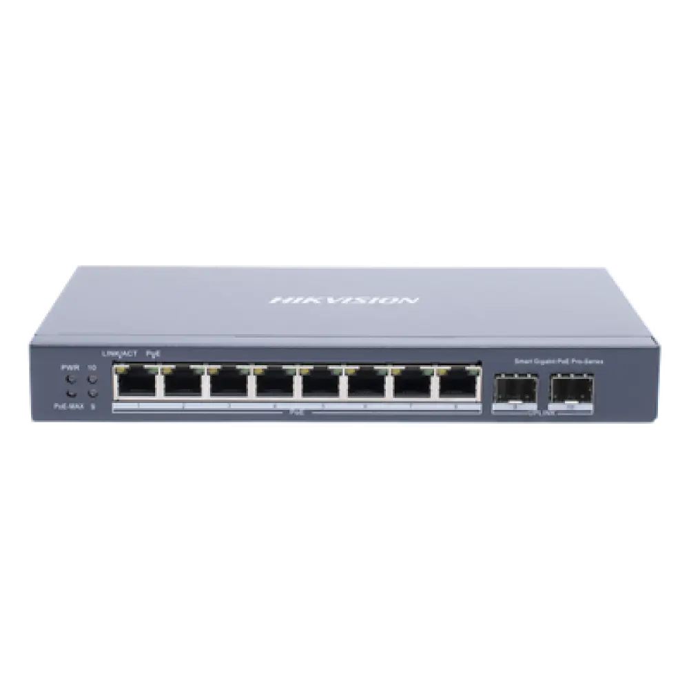 Switch Administrable PoE+ / 8 Puertos Gigabit / 2 SFP / Extensión 300 m (984.3 ft) / 110 W / Gestión en la Nube