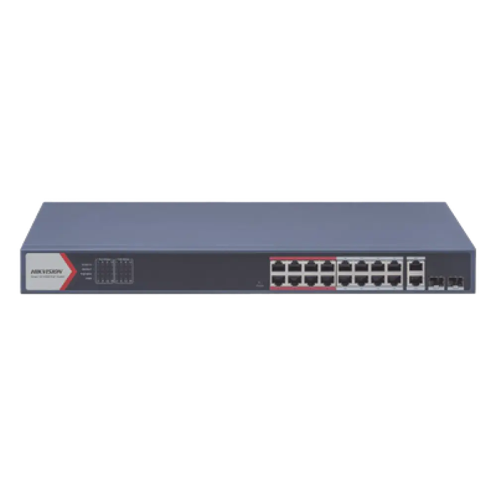 Switch PoE+ / 16 Puertos 10/100 Mbps / 2 Puertos Gigabit Uplink / 2 Puertos SFP / Alcance Extendido 300 m (984.2 ft) / 230 W / Gestión Cloud