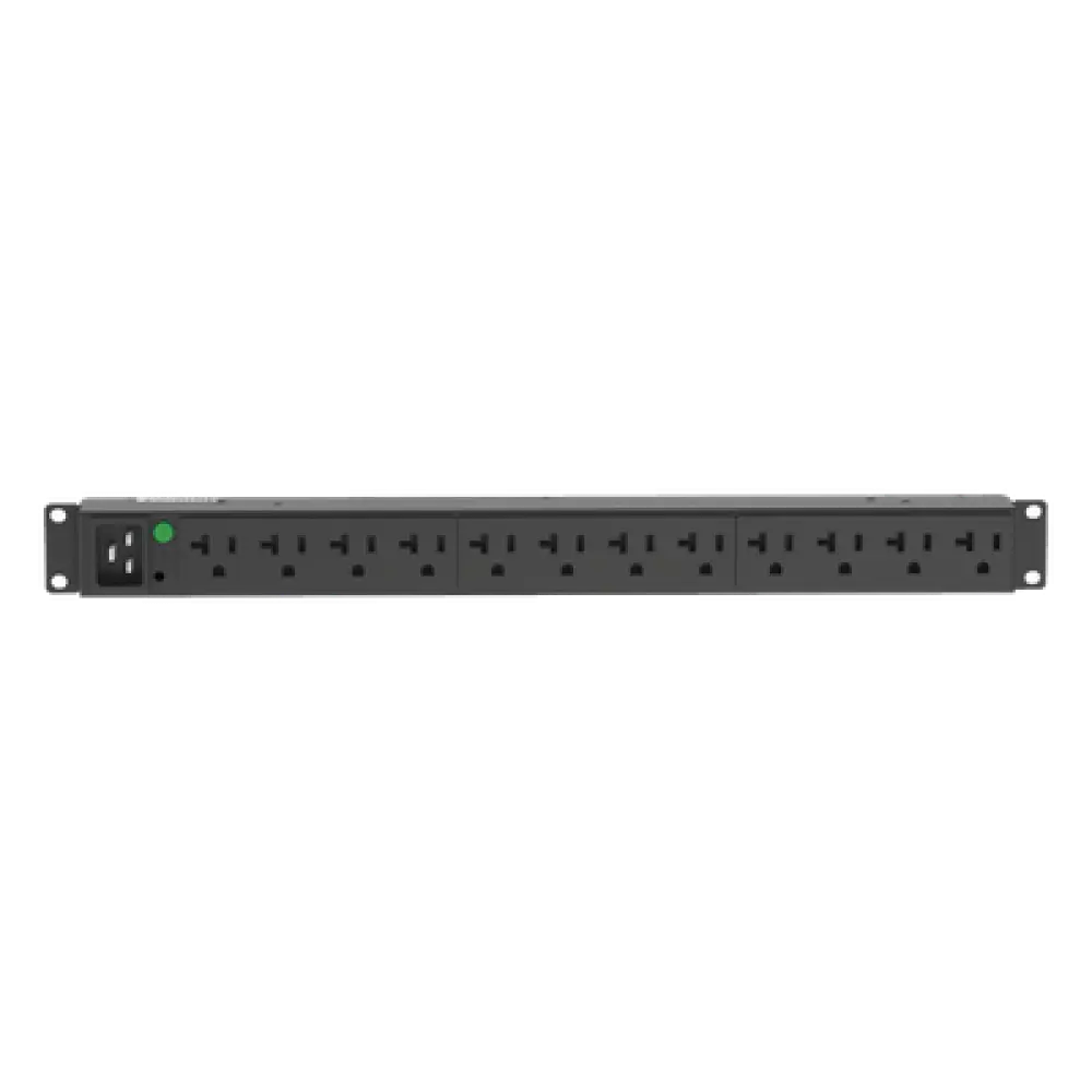 PDU Básico para Rack / 12 Contactos NEMA 5-20R / Entrada NEMA L5-20P / 20 Amp / 120 Vca / Montaje Horizontal 1UR / Cable 3 m (9.8 ft)