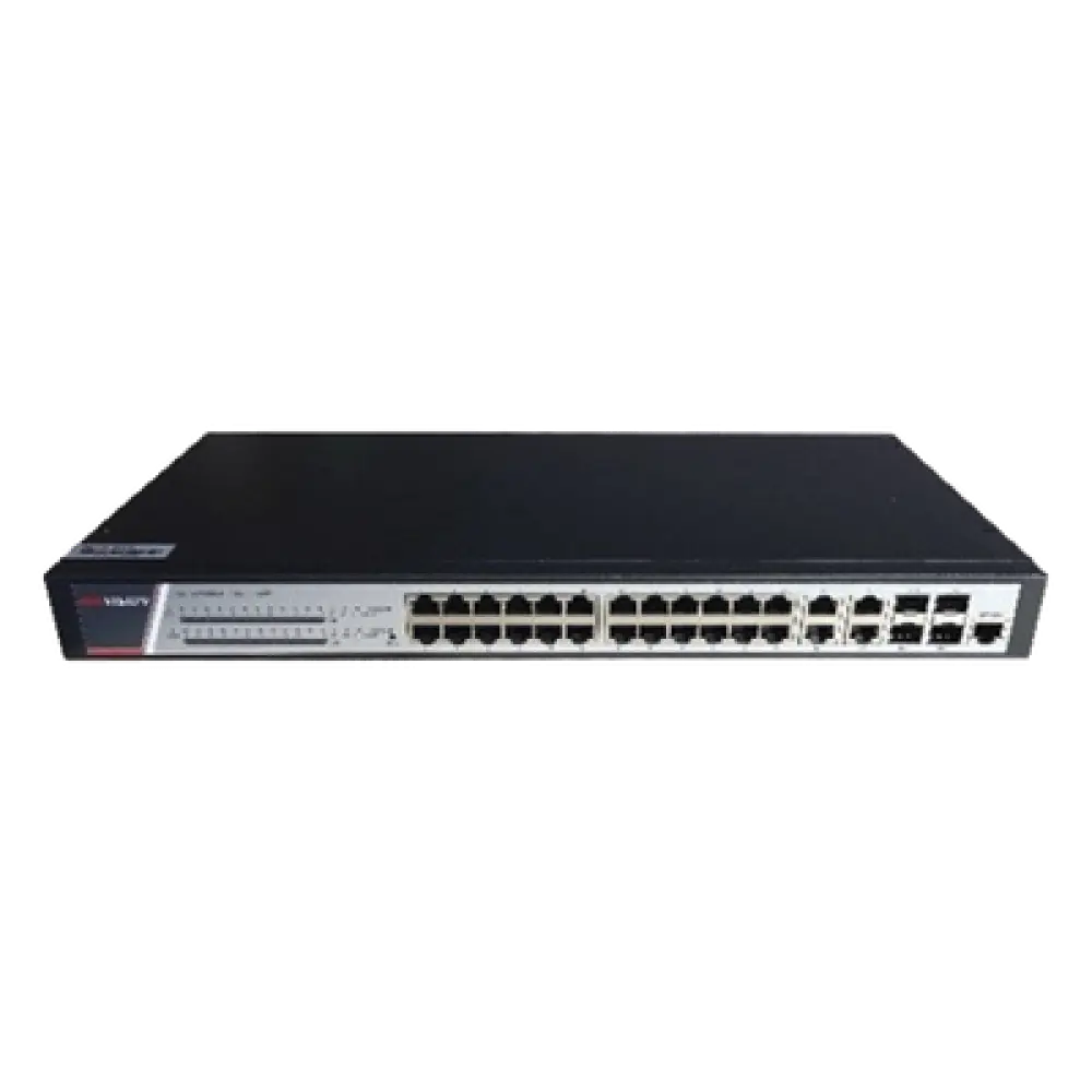 Switch Administrable PoE+ / 24 Puertos Gigabit PoE+ / 4 Puertos Gigabit / 4 Puertos SFP Uplink / 370W / 22.8 Gbps / PoE Extendido 200 m (656 ft)