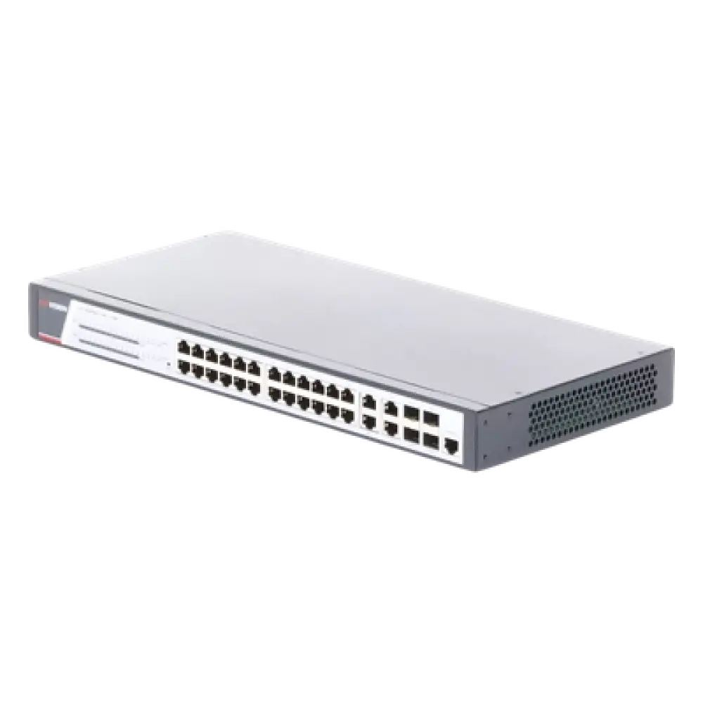Switch Administrable PoE+ / 24 Puertos Gigabit PoE+ / 4 Puertos Gigabit / 4 Puertos SFP Uplink / 370W / 22.8 Gbps / PoE Extendido 200 m (656 ft)