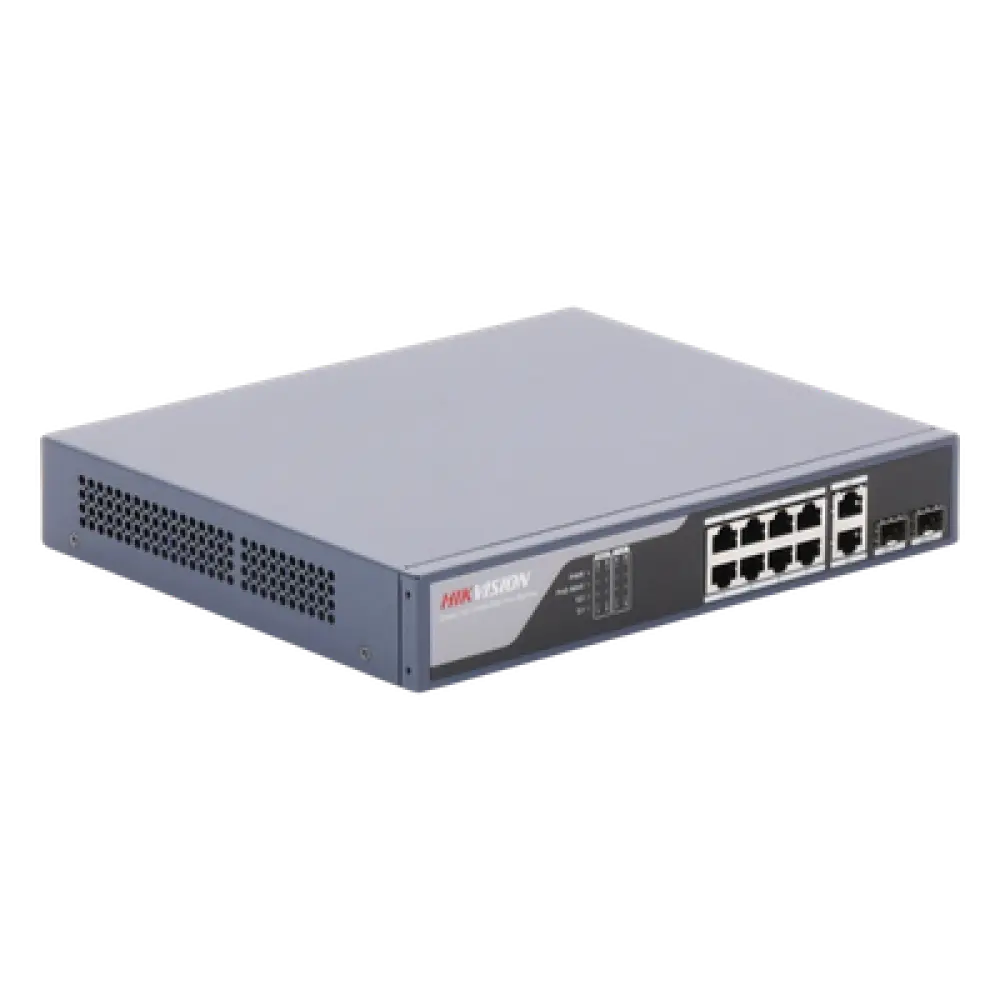 Switch PoE+ / Administrable / Uso en Rack / 8 Puertos 10/100 PoE+ /  2 Puertos 1000 Mbps Uplink  / 2 Puertos SFP / Configuración Nube desde Hik-PartnerPro / Modo Extendido hasta 300 Metros / 125 W