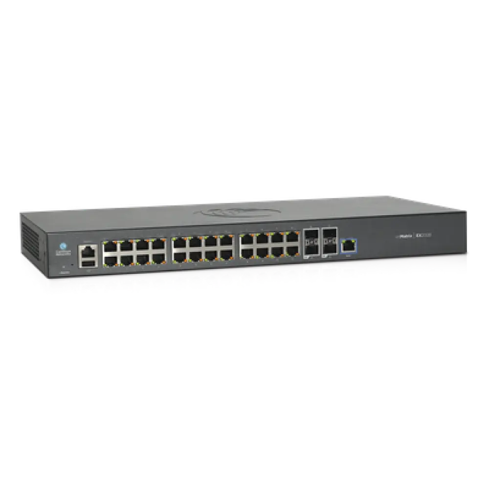 Switch Capa 3 / 28 Puertos / 24 PoE Gigabit 802.3af/at / 4 SFP+ / cnMaestro On-Premises
