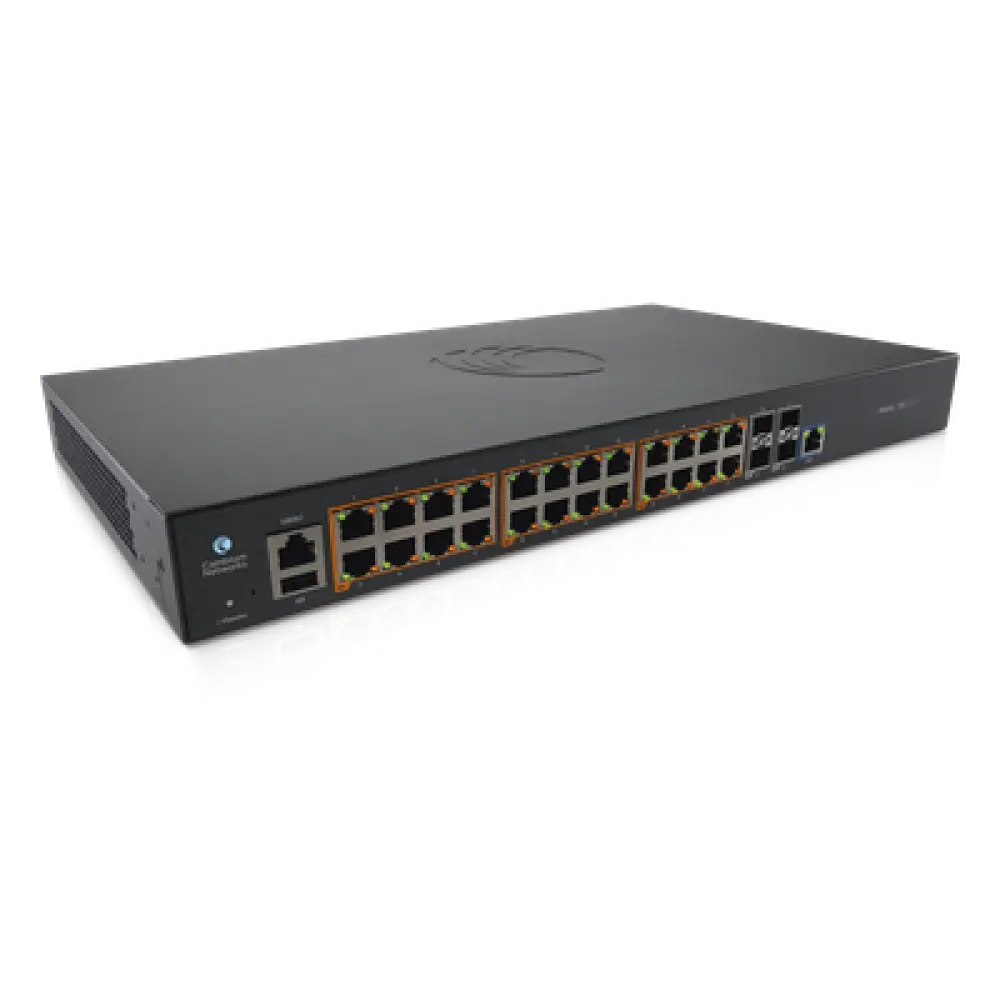 Switch Capa 3 / 28 Puertos / 24 PoE Gigabit 802.3af/at / 4 SFP+ / cnMaestro On-Premises