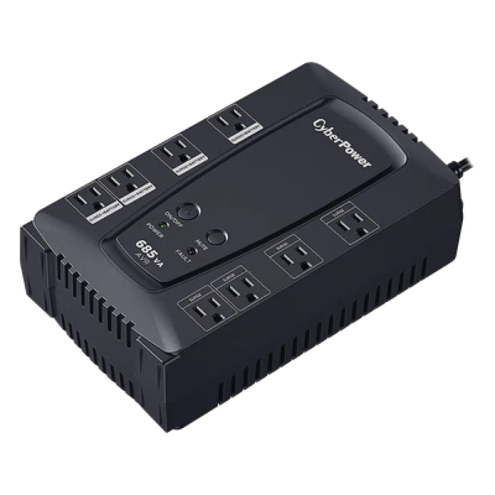 UPS de 685 VA/390 W, Topología Línea Interactiva, Entrada 120 Vca NEMA 5-15P, Tipo Gabinete Compacto, Con 8 Tomas NEMA 5-15R