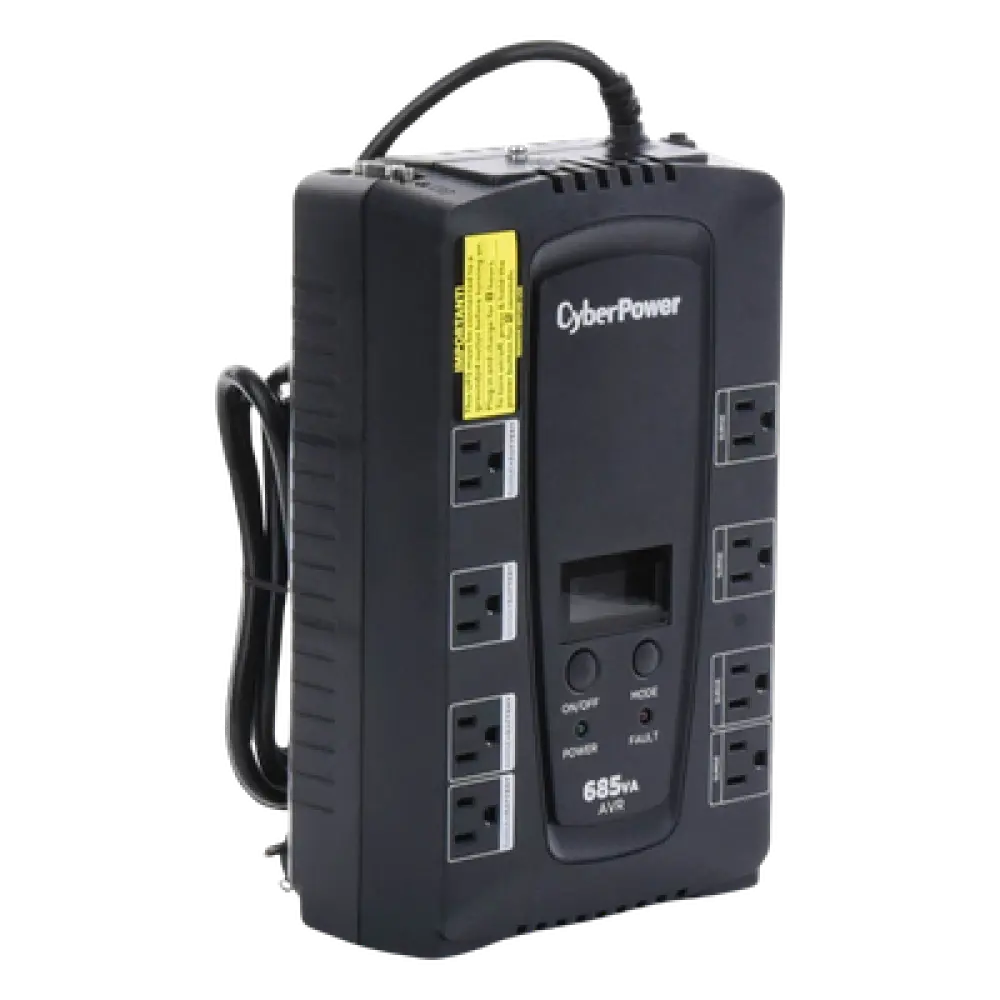 UPS de 685 VA/390 W, Topología Línea Interactiva, Entrada 120 Vca NEMA 5-15P, Tipo Gabinete Compacto, Con 8 Tomas NEMA 5-15R