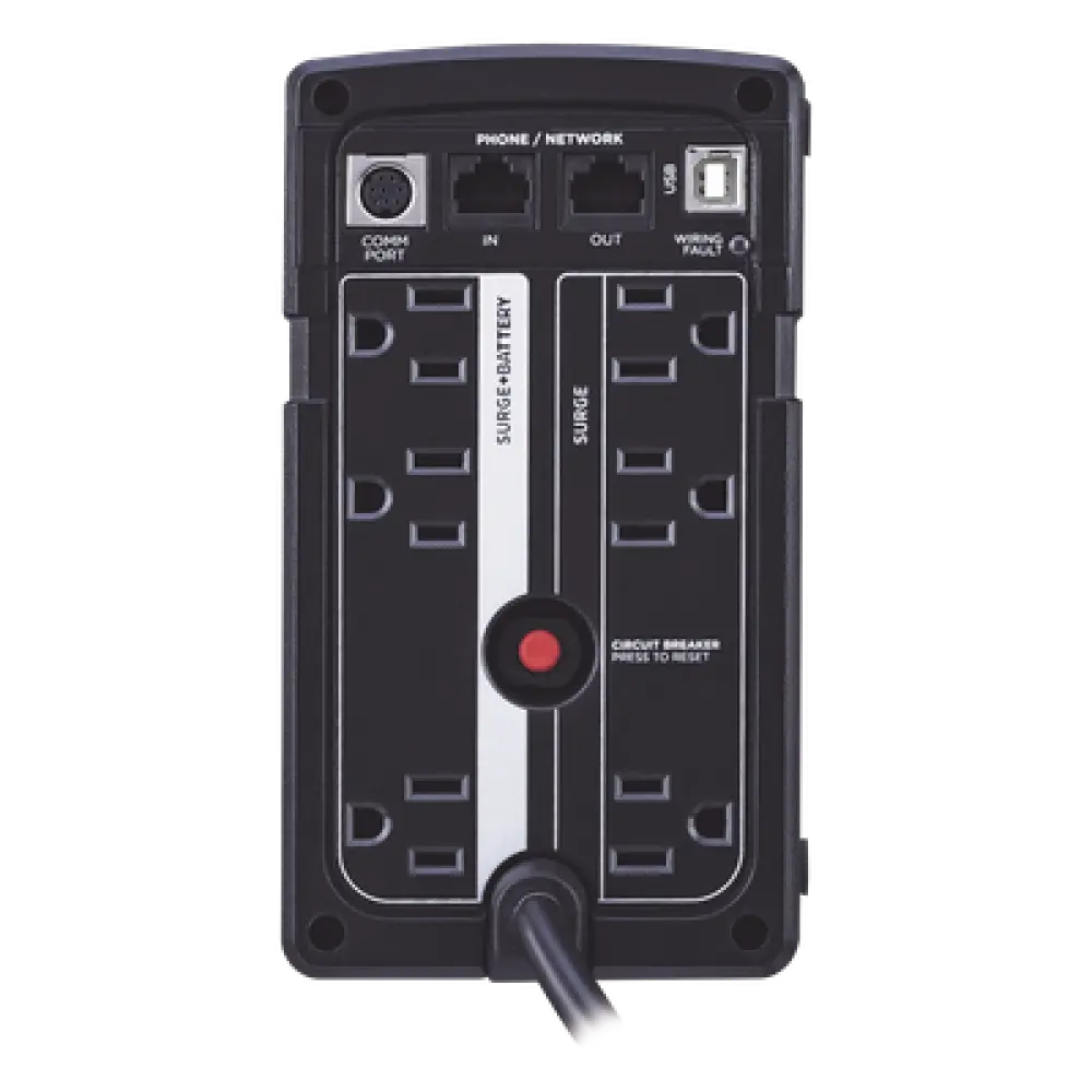 UPS de 650 VA/400 W, Topología Standby, Compacto, Entrada 120 Vca NEMA 5-15P, Con 3 Tomas Respaldo/Protección y 3 Tomas Solo Protección NEMA 5-15R