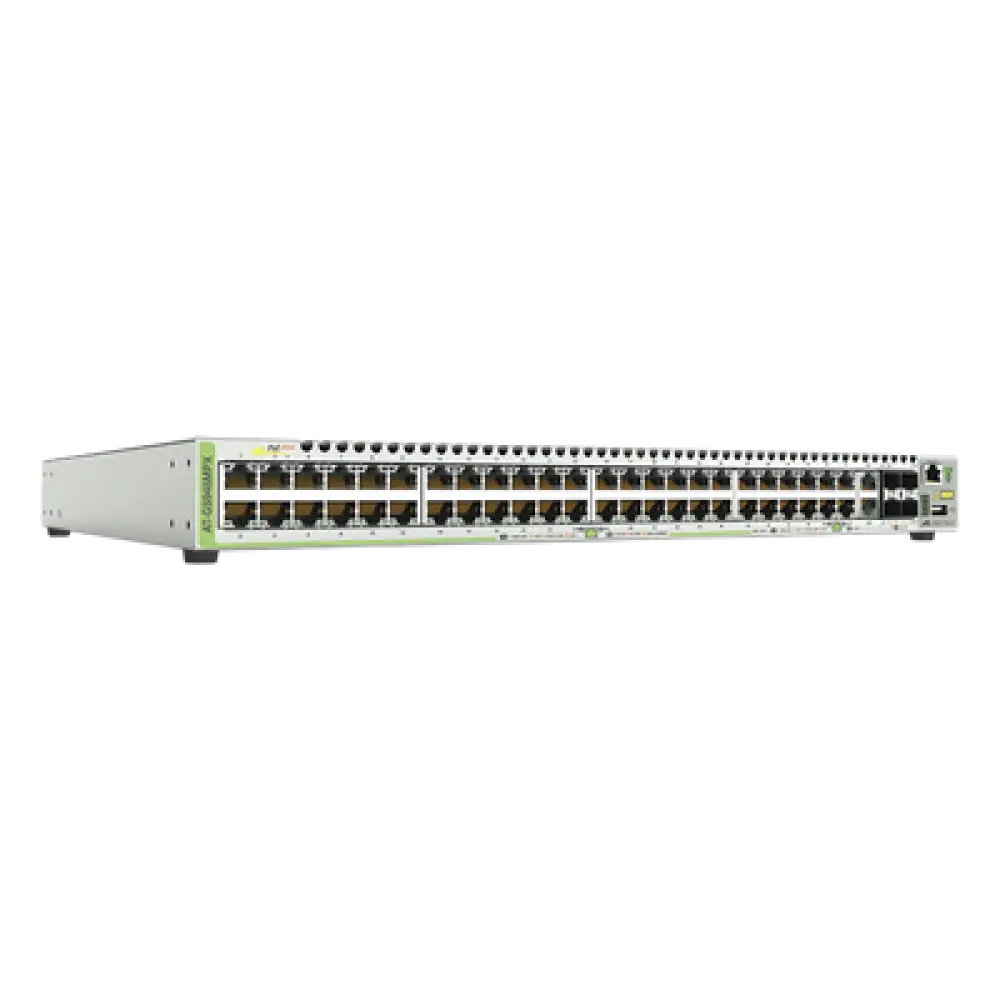 Switch PoE+ Stackeable Capa 3, 48 puertos 10/100/1000 Mbps + 2 puertos SFP Combo + 2 puertos SFP+ 10 G Stacking, 370 W